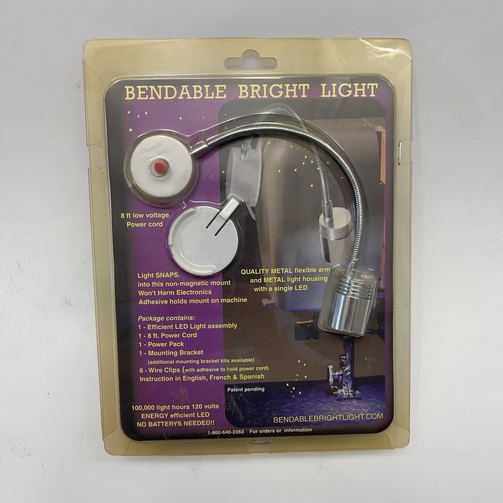 Bendable Bright LED Sewing Machine Task Light Flexible Metal Arm Tested Works